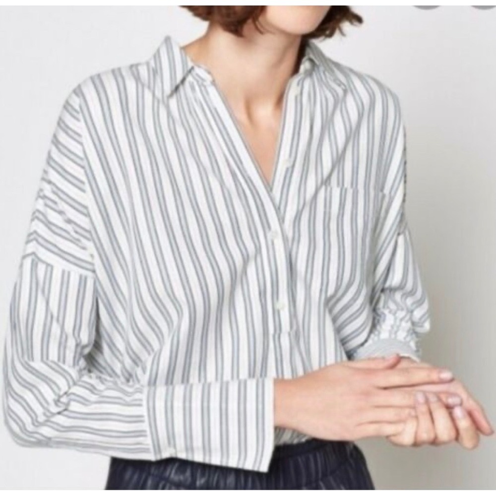 Joie‎ Selinde Striped Button Down Shirt Women Small Career Oversized Minimalist